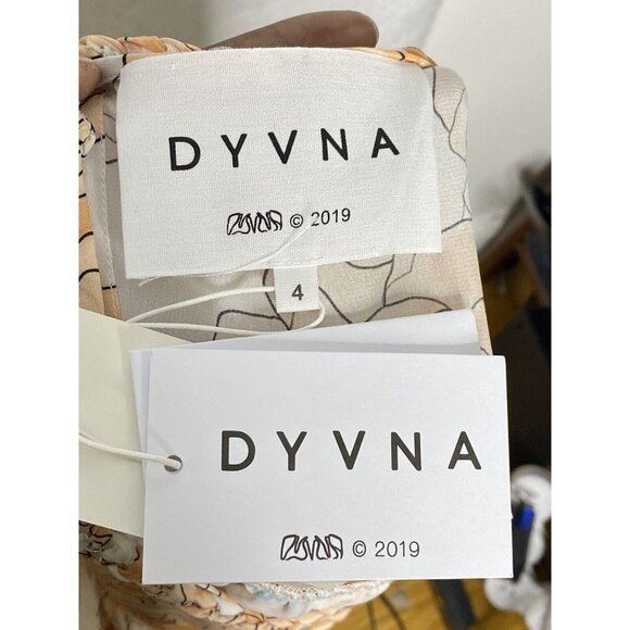 DYVNA Woman’s Floral Silk Dress Peach Orange White Pastel‎ Watercolor Shift SZ 4 - Picture 7 of 8